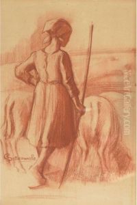 Shepherdess And Flock Shepherdess And Flock