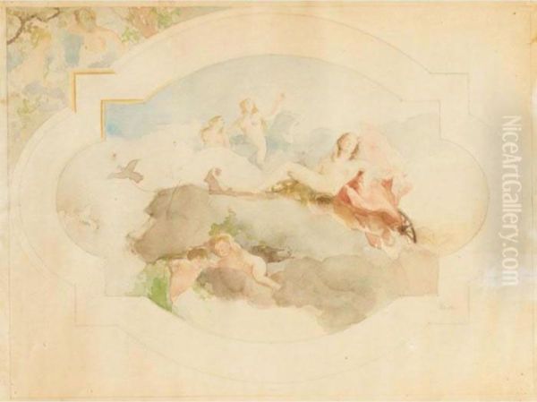 Studio Per Soffitto A Fresco Per La Nuova Sede Della Societa Umanitaria Di Milano - view 1