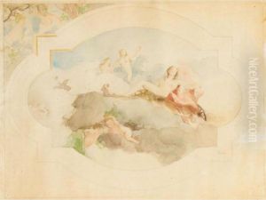 Studio Per Soffitto A Fresco Per La Nuova Sede Della Societa Umanitaria Di Milano by Giovanni Sottocornola