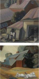 Man With Pipe And Summer Day: A Pair by Sergei Yurievich Soudeikine