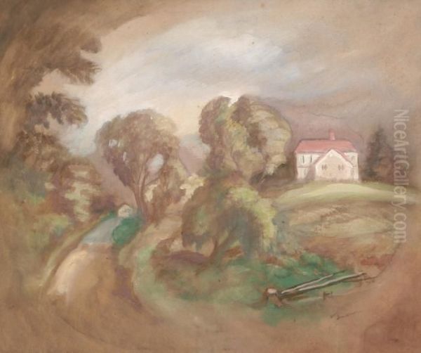 White Farmhouse On Top Of The Hill - view 1