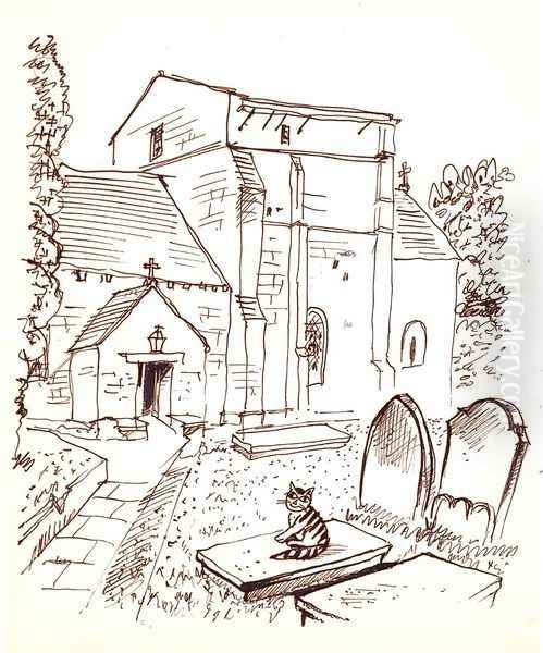 Church, Cemetery and a Cat - view 1