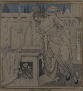 Beauty Seeing The Image Of Her Home In Afountain by Joseph Edward Southall