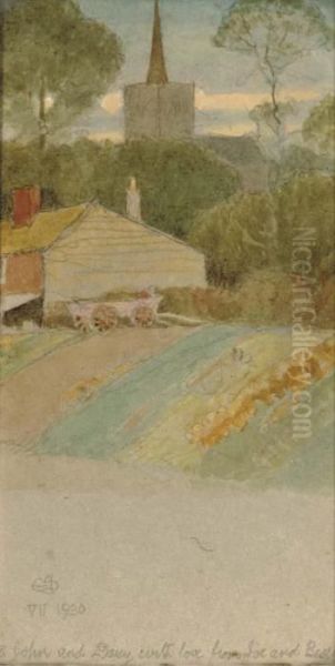Cart By A House; Farm And Church; House In The Trees; And Canalwith Barge - view 1