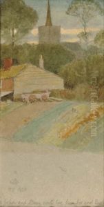 Cart By A House; Farm And Church; House In The Trees; And Canalwith Barge by Joseph Edward Southall