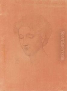 Head Of A Woman With Her Eyes Downcast by Joseph Edward Southall
