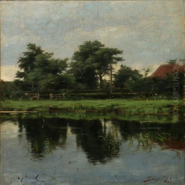 Landscape With Alake And Tall Trees - view 1