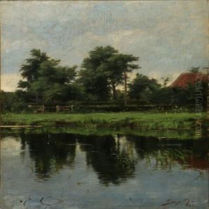 Landscape With Alake And Tall Trees by Carl Martin Soya-Jensen