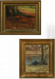 Forest Floor And Forest Lake In Dyrehaven by Carl Martin Soya-Jensen