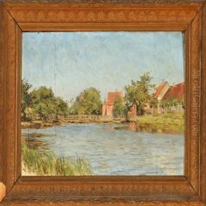 Village Scene Witha Pond by Carl Martin Soya-Jensen