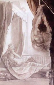 Brunhilde Observing Gunther, Whom She Has Tied to the Ceiling 1807