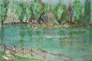Giardino Del Lago In Villa Borghese With The Temple Of Aesculapius