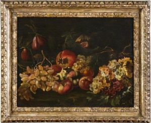 Natura Morta Di Uva, Mele E Melograno by Giovanni Paolo Castelli Spadino