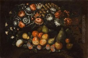 Nature Morte De Fleurs Et De Fruits. by Giovanni Paolo Castelli Spadino