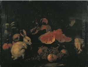Pesche, Uva, Melograni, Anguria, Fichi, Tre Conigli En Plein Air