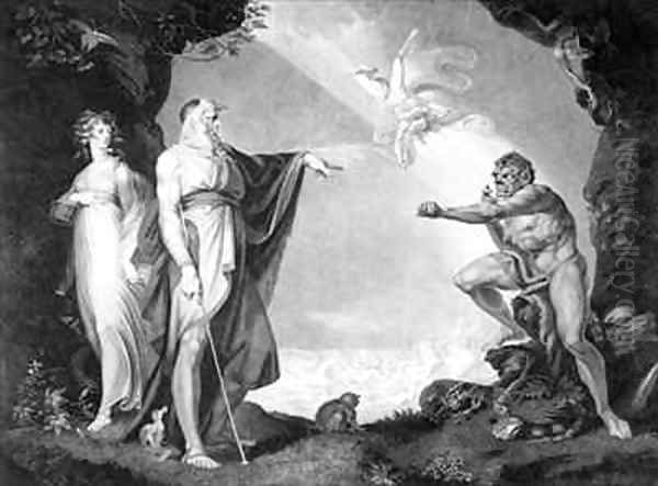 Prospero Miranda Caliban and Ariel plate four from The Boydell Shakespeare Gallery - view 1