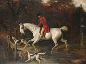 A Huntsman And Hounds On A Woodland Path by Charles Bilger Spalding
