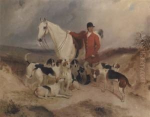 Dick Burton, Huntsman To The Tidworth Hunt, With His Hunter And Hounds by Charles Bilger Spalding
