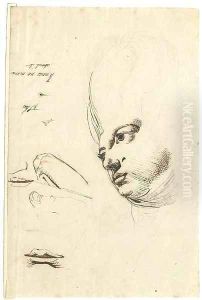 The head of Martha Hess, with studies of fingers and mouths