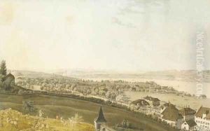 Vue des environs et du lac de Zurich, prise de la promenade du rempart
