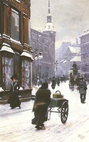 A Street Scene In Winter, Copenhagen - view 1