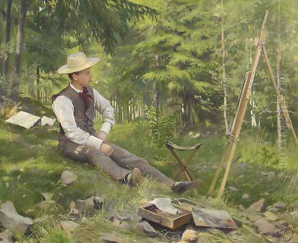 The Artist Painting En Plein Air - view 1