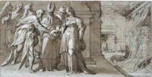 The Marriage Of Tobias And Sarah, Their Wedding Night To The Right by Hans, Jan Speeckaert