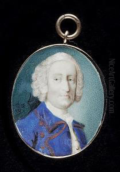 A Gentleman, Wearing Gold-edge
Royal Blue Coat, White Waistcoat, Frilled Chemise And Powdered Wig Worn - view 1