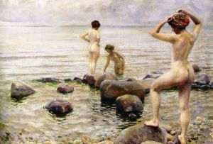 Bedende Kvinder (A Morning Dip) by Paul-Gustave Fischer