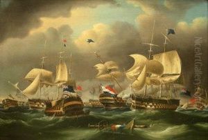 The English And Dutch Fleet Engaged In Battle