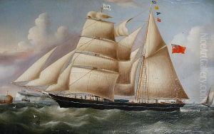 A Brig Off The Kent Coast by Richard Barnett Spencer