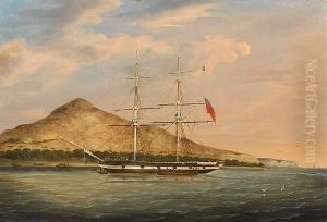 A British Civilian Vessel At Anchor In The South Pacific