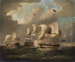 An Engagement Between French And British Vessels