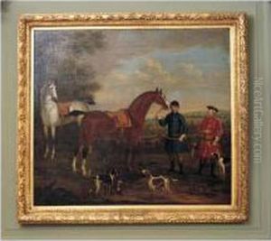 A Bay And A Grey Hunter In A
Landscape, Belonging To Thomas Watson, 3rd Earl Of Rockingham
(1715-1746) by James Seymour And Thomas Spencer