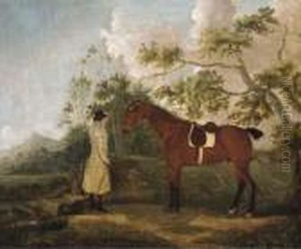 A Bay Hunter With A Groom In A Landscape by James Seymour And Thomas Spencer
