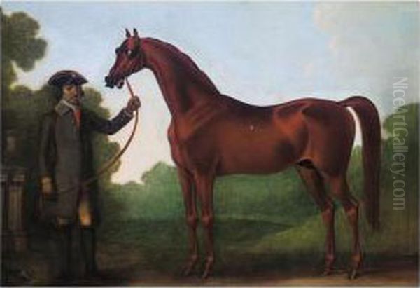 Mr Charles Wilson's Arabian With A Groom - view 1