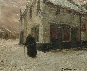 A Figure In A Snowy Street by Frank Spenlove Spenlove