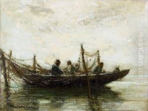 Fischer In Einem Ruderkahn. by Frank Spenlove Spenlove