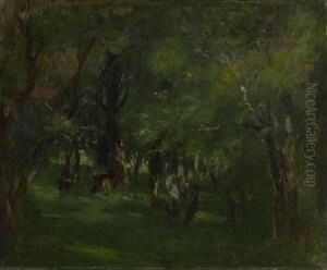 Laubwald Mit Figuren. by Johann Sperl