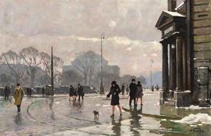 Winter street scene, Copenhagen by Paul-Gustave Fischer