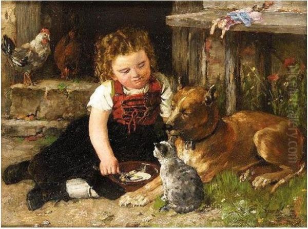 Little Girl Feeding The Animals - view 1
