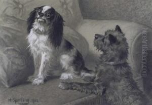 Zwei Hunde In Der Stube by Heinrich Sperling