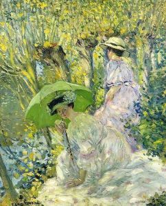 Two Young Women in a Garden by Frederick Carl Frieseke