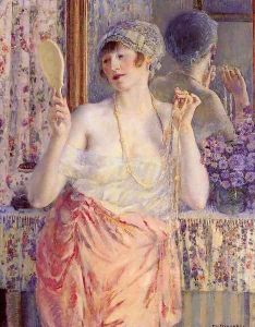 Femme Au Miroir (Woman Before A Mirror) by Frederick Carl Frieseke