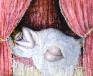 Nude Behind Red Curtains by Frederick Carl Frieseke