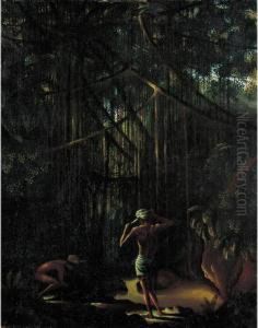 Waringin Mit Zwei Jungen Baliern (banyan With Two Young Balinese) by Walter Spies