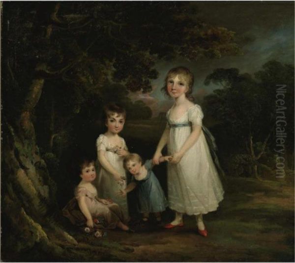 Portrait Of Four Children In A Landscape - view 1