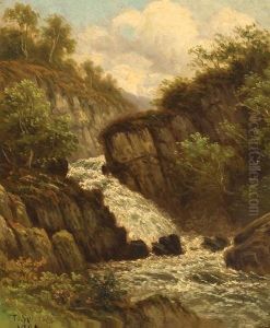 Waterfall In A Rocky Landscape by Thomas Spinks