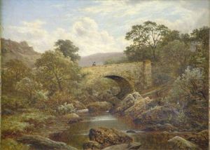 Pair Of Oils On Canvas Pont Y Celyn And River Landscape Signed And Dated 1889 18 X 24in