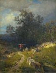 Landschaft Mit Reisigsammlerin